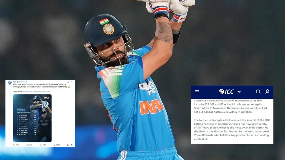 Virat Kohli's ODI ranking error rectified after fans expose ICC blunder